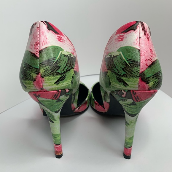 Pink  & green rose 👠 Stilettos high heels Size 6 1/2 - Picture 7 of 9